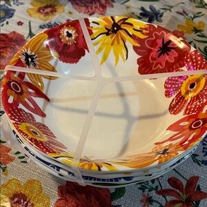 Vibrant Floral Dinner Plates - Red, Yellow, and Orange
